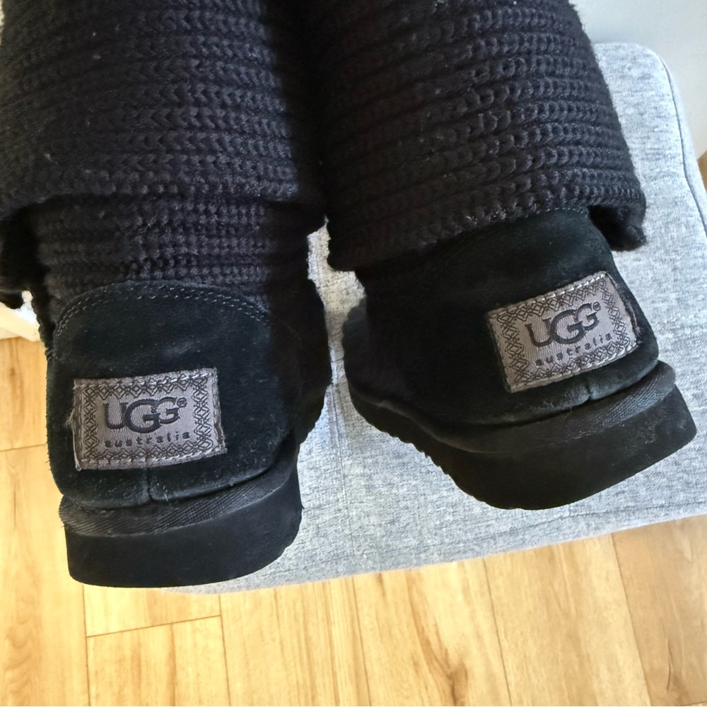 UGG Black Knit Boots with Button Accents - Picture 8 of 8